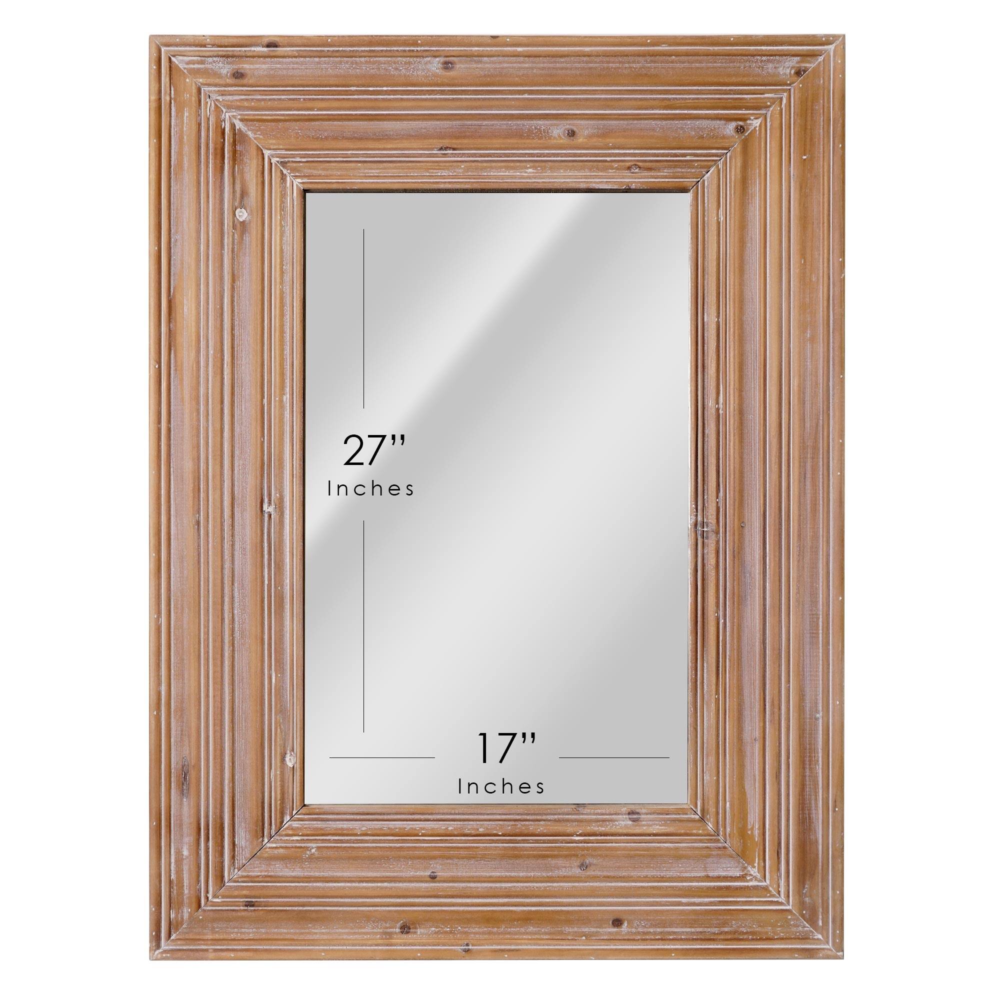 Natural Whitewash Wood Farmhouse Wall Accent Mirror - 30" x 40"